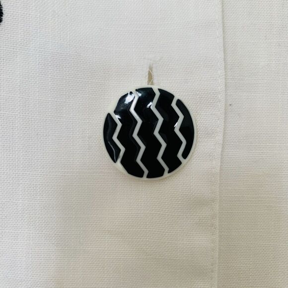 VTG Caron Components Top Women 16 White Retro Tropical Button Front 80s Vacation - Picture 5 of 11